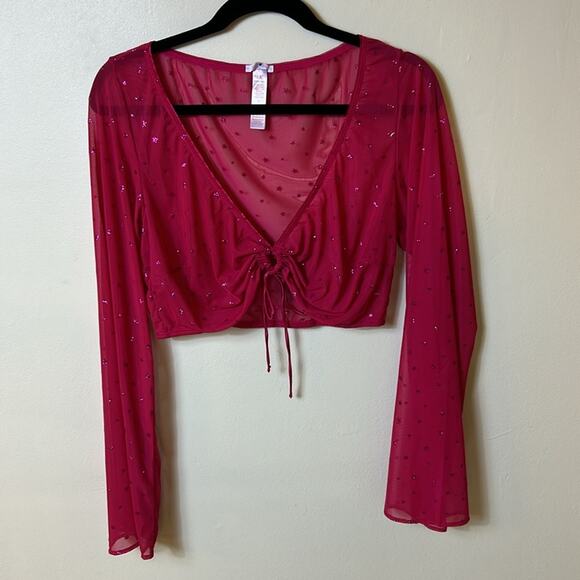 NEW Savage X Fenty PINK sheer star print crop top bra, 2X - Picture 4 of 11